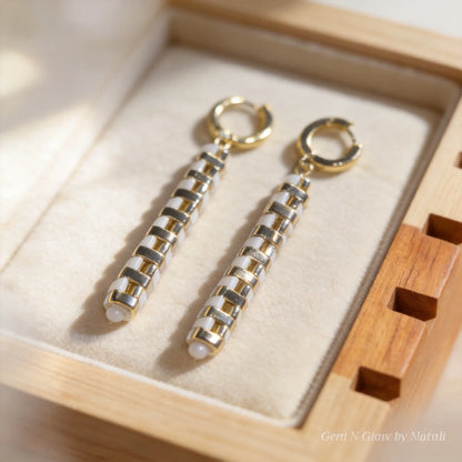 Ivory Line Drop Earrings - Gemnglow