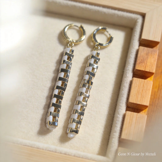 Ivory Line Drop Earrings - Gemnglow