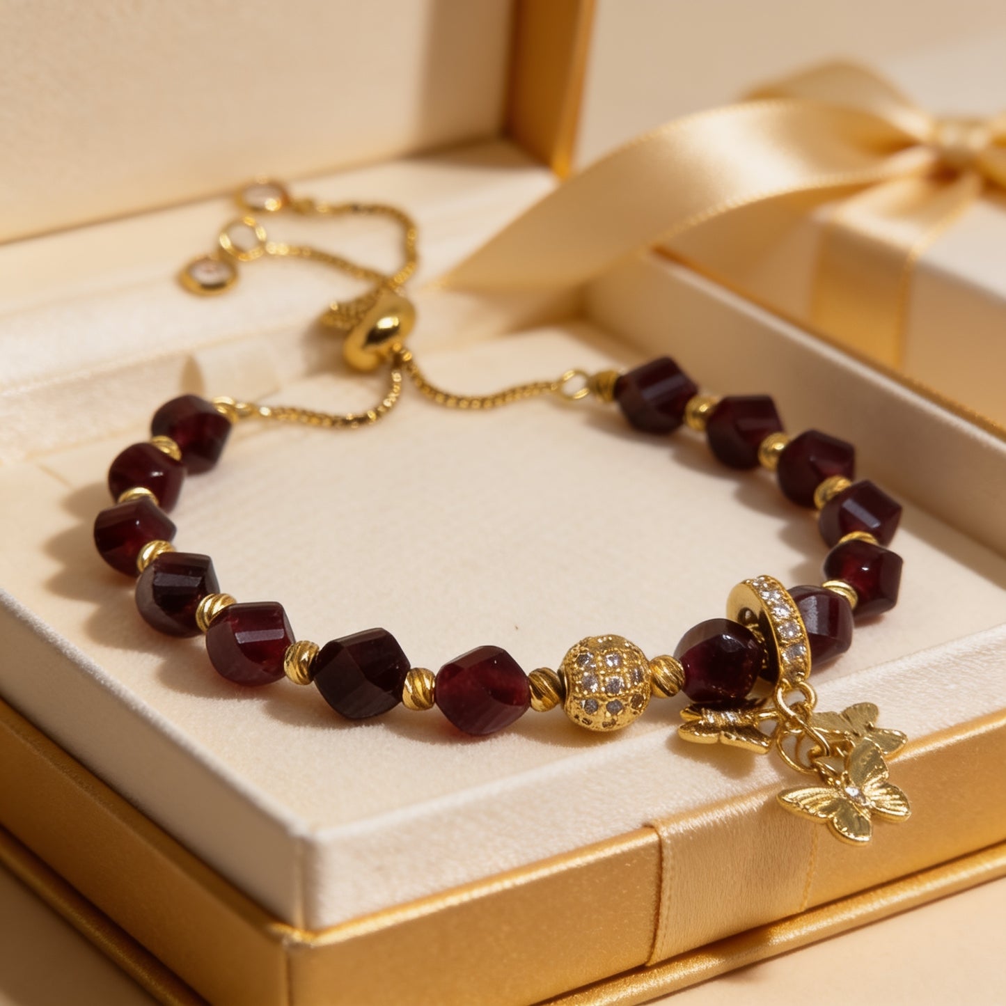Garnet Flutter Glow Bracelet