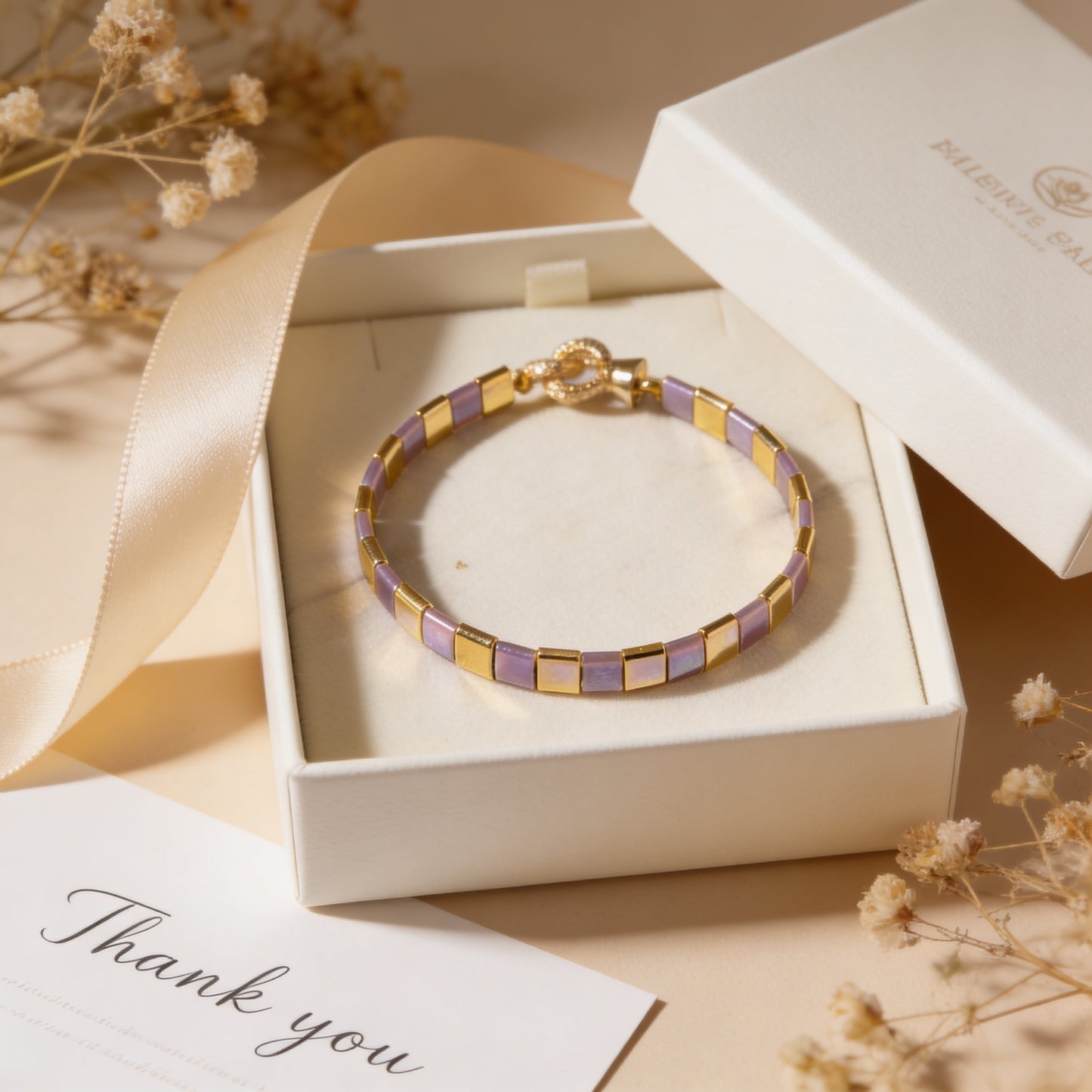 Silk Line  Bracelet - Handmade Lilac Gold Tila Jewelry Gem N Glow by Natali