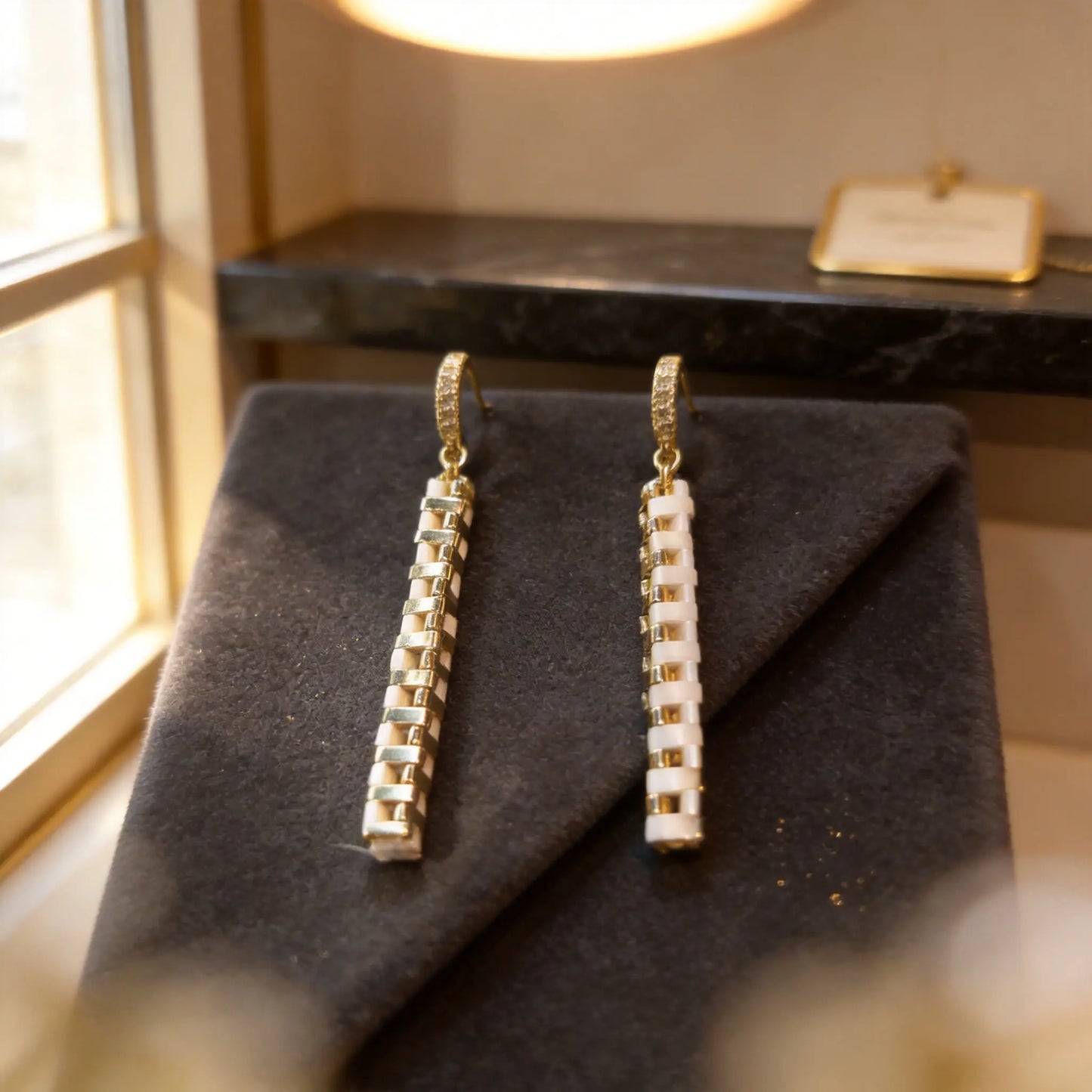 Ivory Line Drop Earrings - Gemnglow
