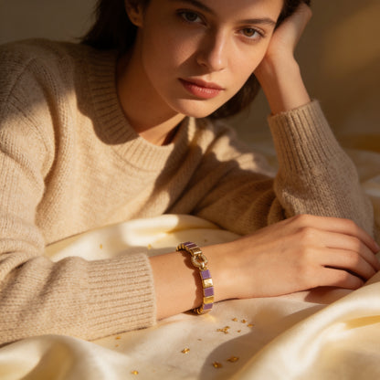 Silk Line  Bracelet - Handmade Lilac Gold Tila Jewelry Gem N Glow by Natali