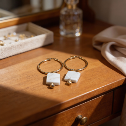 Howlite Glow Hoop Earrings