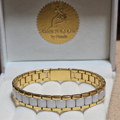 Ivory pulse bracelet by Gem N Glow by Natali featuring smooth beads and a delicate design for elegant wristwear.