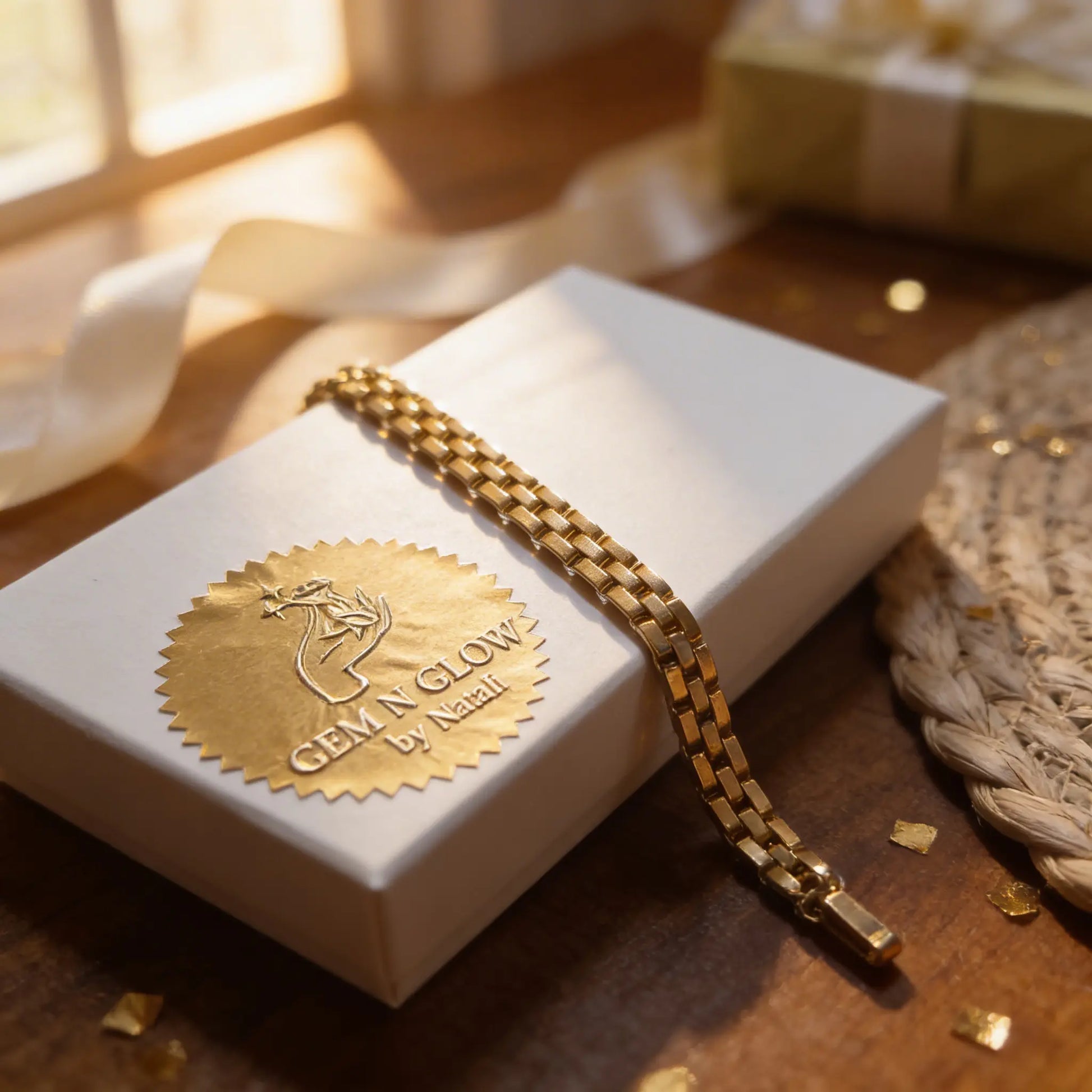 Golden Structure Bracelet | Minimal Gold Miyuki Tila Jewelry - Gemnglow